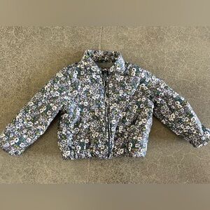 GAP Blue and Green Floral Puffer Jacket
